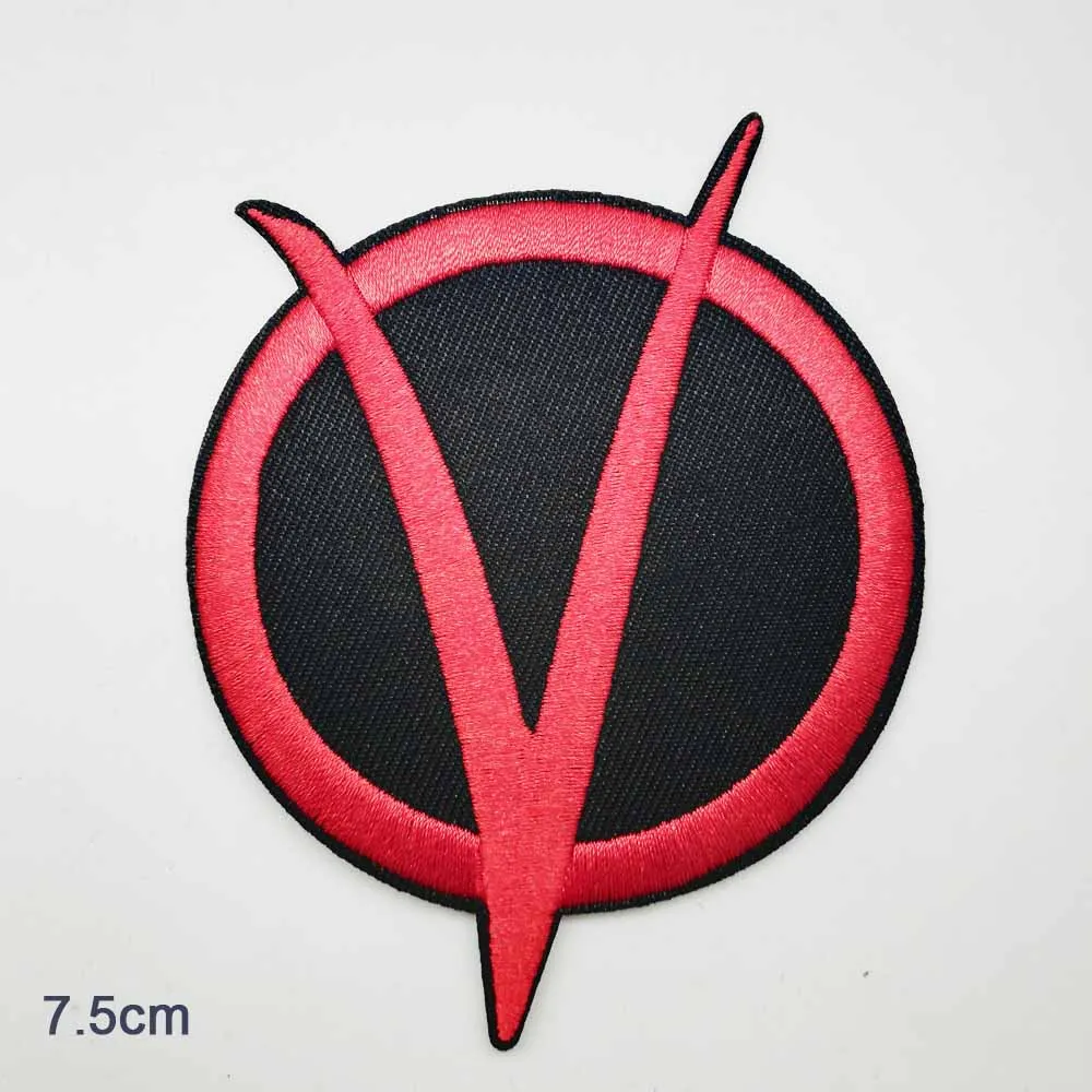 V for Vendetta Red Letters Iron On Patch Embroidered Clothes Patch For Clothing Clothes Stickers Garment Apparel Accessories