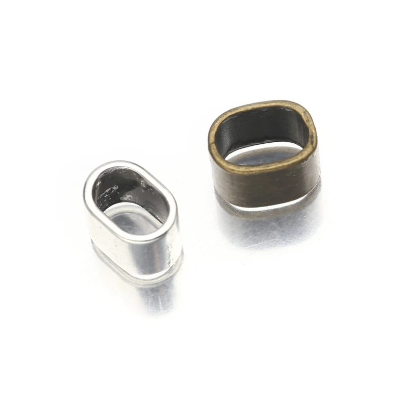 10Pcs/Lot Tibetan Silver Oval Tube Slider Spacers Hole 11x7mm DIY For Leather Cord Bracelet Necklace Jewelry Making Accessories