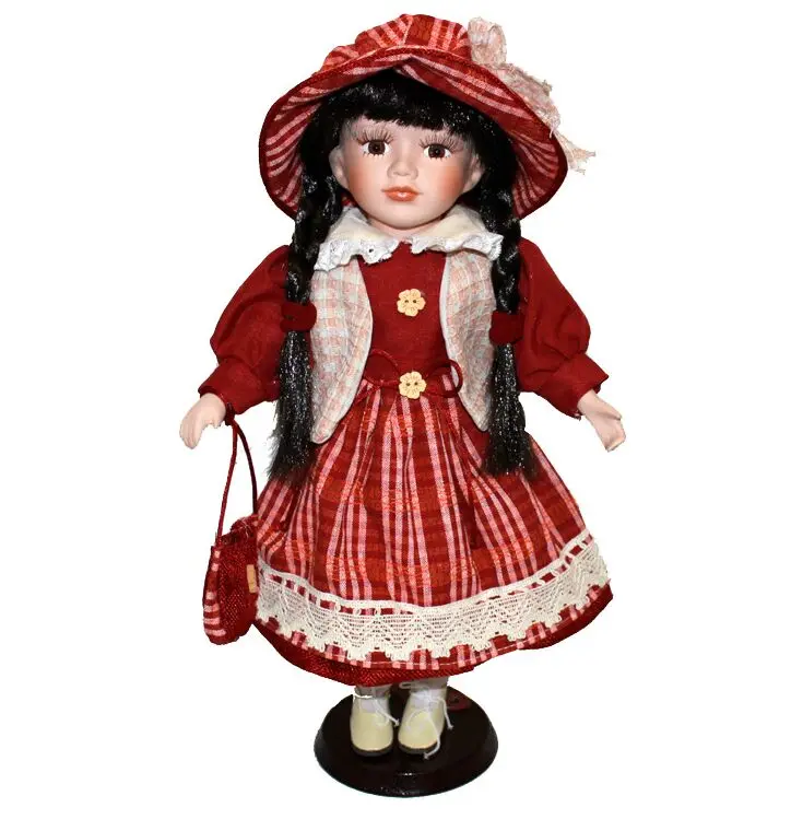 40cm porcelain Leisur girl doll European rural Field Village ceramic doll home decoration Christmas gifts for girl