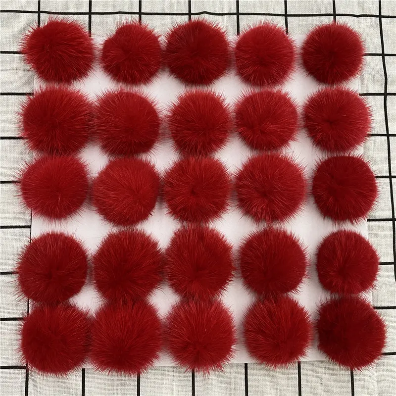 

25Pieces/ Batch 5cm Mink Hair BallPompon Fur Keychain For Shoes Hats Plush Pompoms DIY Handicraft Accessories