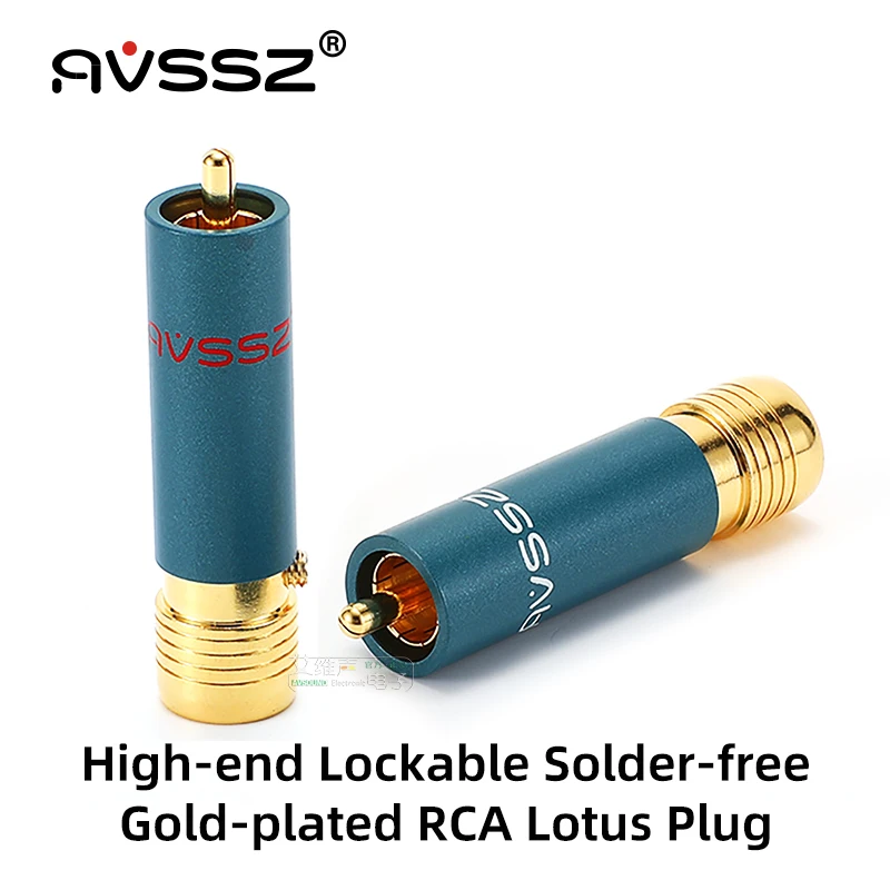 AVSSZ Gold Plated RCA Connector RCA Lotus Male Plug Self-locking Solder-free Mixer Audio Video Wire Connector Support 11mm Cable