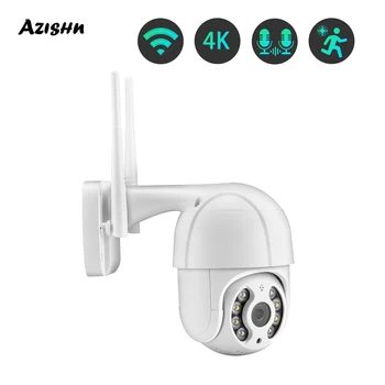 AZISHN Ultra 4K PTZ IP Camera iCSee 8MP Audio Security WiFi Auto Tracking Outdoor AI Human Detection P2P Video Surveillance Came