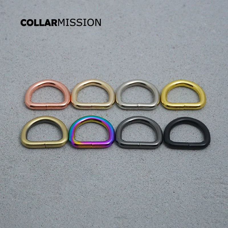 50Pcs/Lot Plated D-Shaped Buckle, D Ring, 20mm Webbing, Sewing Bag, DIY Dog Collar Accessory, 8 Colors, Wholesale