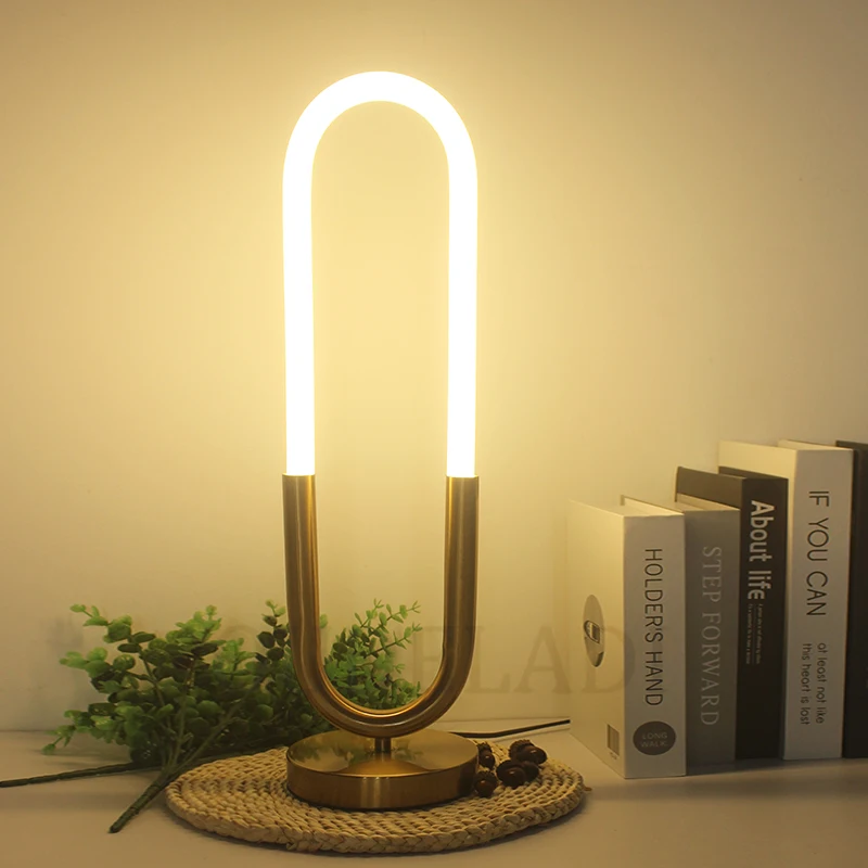 

OUDELADI LED Table Lamps Bedside Reading Desk Lamp Bedroom Hotel Home Decoration White U-shaped Silicone Tube Table Light