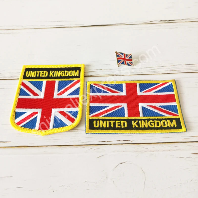 United Kingdom  National Flag Embroidery Patches Badge Shield And Square Shape Pin One Set On The Cloth Armband  Backpack Gifts