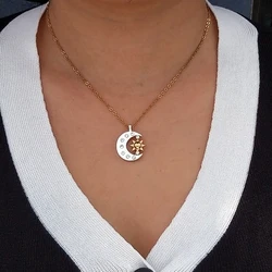 hzew new Pair Of Celestial  gold Sun And silver color Moon Necklaces Best Friends Gift For Friend  men women