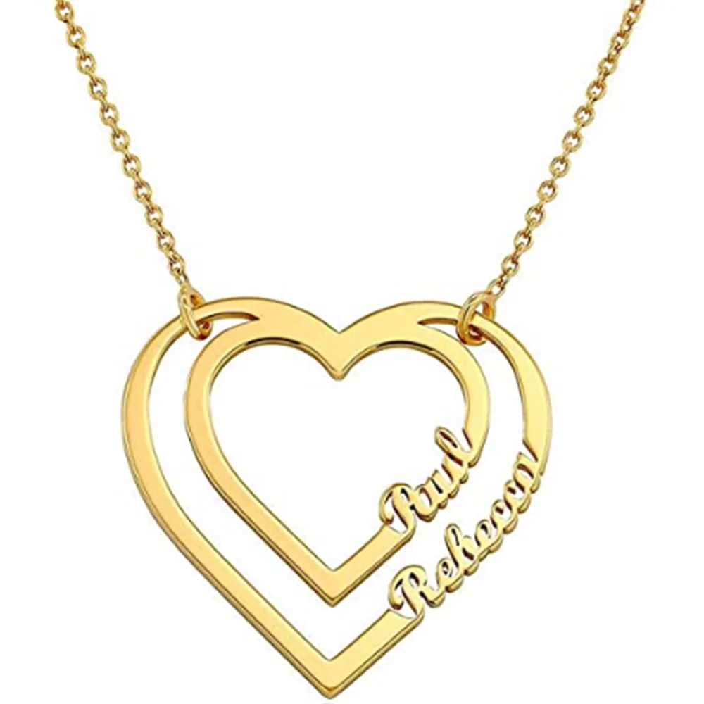 

Fils Personalized Name Necklace Gold Plated Heart Pendant Stainless Steel Customized Couples Name Choker for Women Jewelry Gift