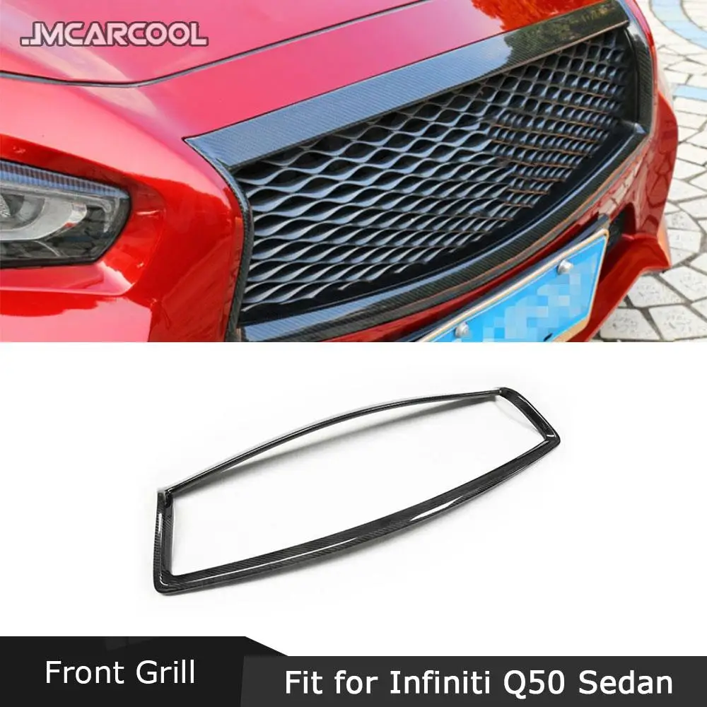 

Carbon fiber Front Head Bumper Grill Frame Car Decoration For Infiniti Q50 Sedan 4 Door 2014-2020 ABS Front Grille Accessories