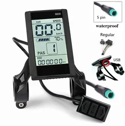 Protocol 2# Electric Bicycle Bike Display 24V 36V 48V LCD S830 Display with USB Waterproof Connection