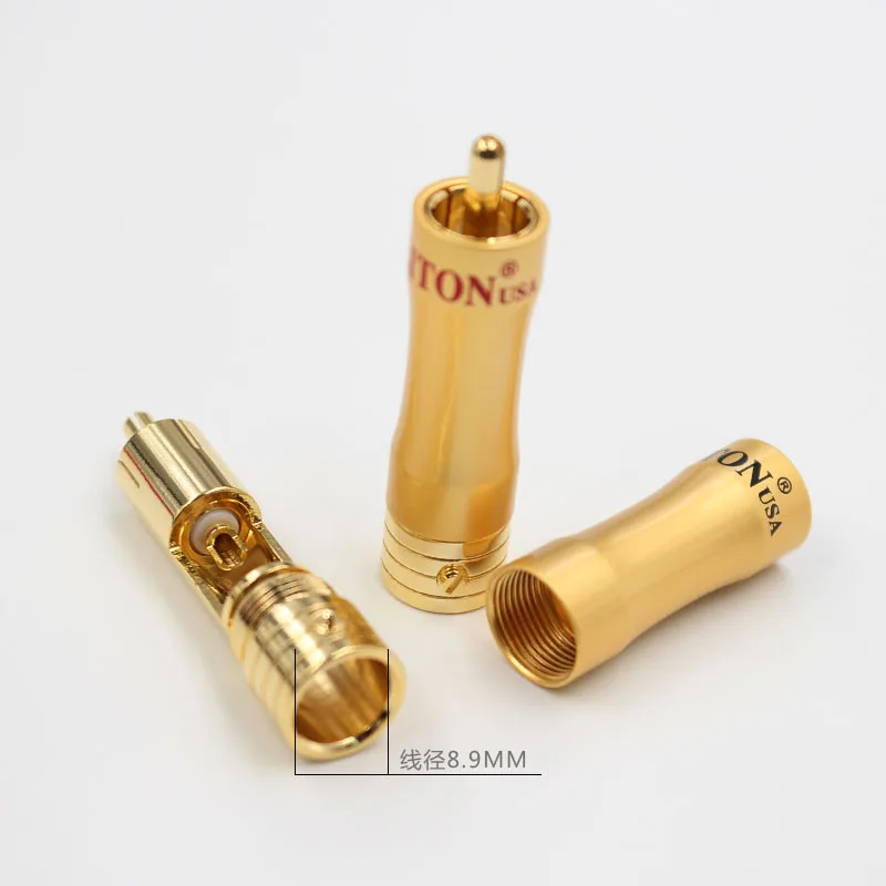 4pcs LITON copper plated gold-plated solderless RCA plug connector banana terminal plug 8mm terminal post made in USA