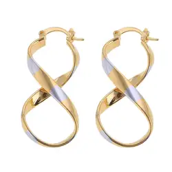Shiny Men Womens Girls Ladies Polish Smooth Two Tone Trendy Earrings Jewelry