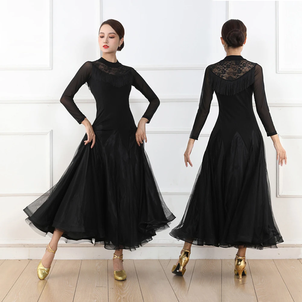 Women Slim Standard Lace Ballroom Dance Competition Dresses Waltz Dress Tango Flamenco Waltz Jazz Competition Costume