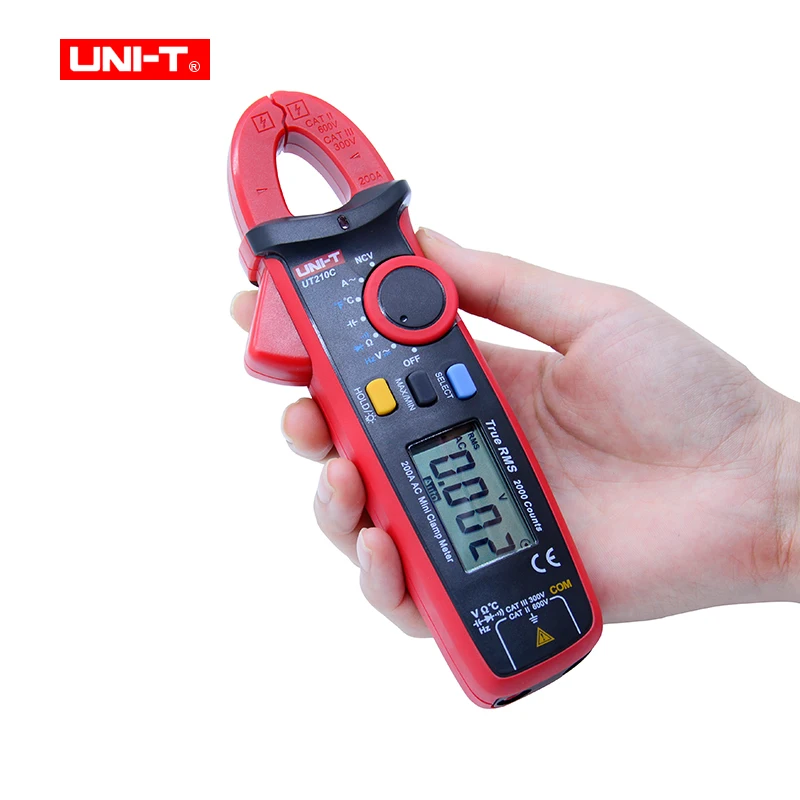 UNI-T UT210C Mini Clamp Meter True RMS Auto Range AC DC Pliers Ammeter Digital Professional Multimeter VFC Capacitance Meter