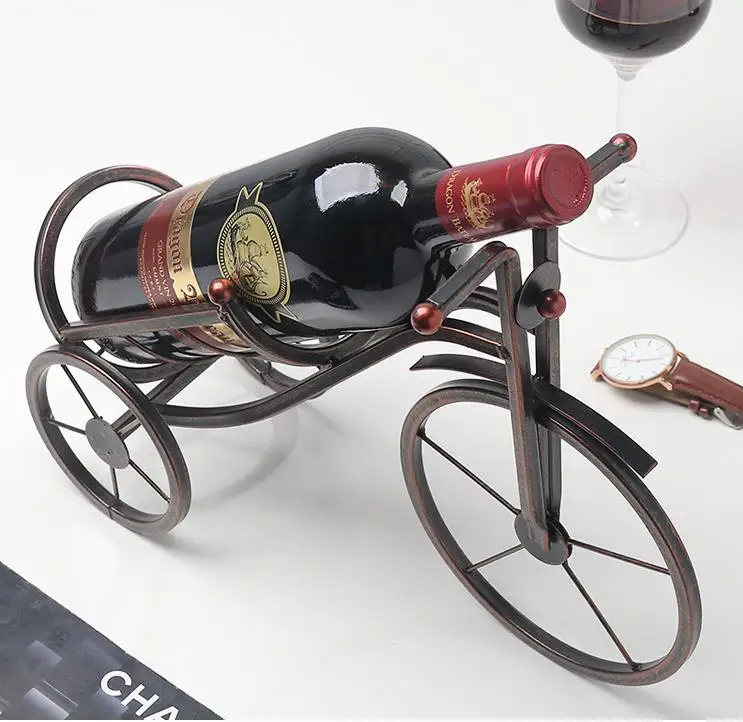 Creative wrought iron tricycle wine rack, home decoration, bar wine cabinet, metal wine rack