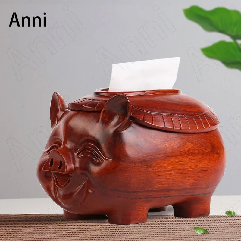 

Creativity Pig Decorative Tissue Boxes Japanese Simple Animal Red Rosewood Paper Towel Organization Home Living Room Decoration