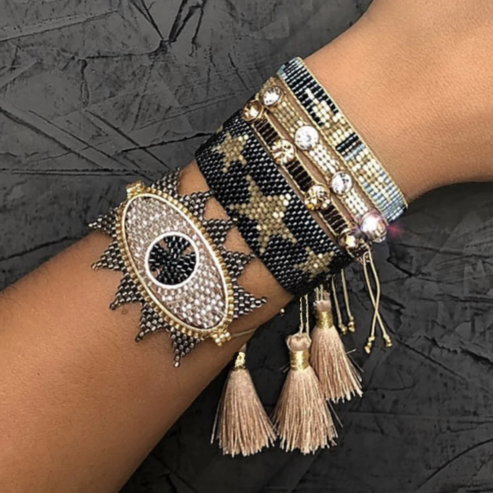 

BLUESTAR Turkish Evil Eye Bracelets Star Women Bracelet MIYUKI Pulseras Mujer Handmade Crystal Bead Armband Jewelry 2021