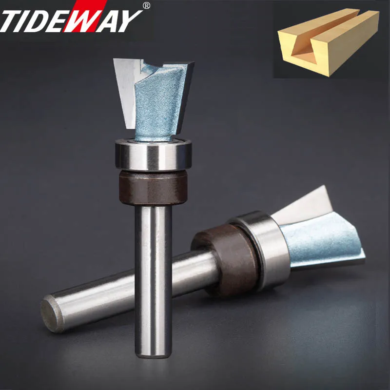 TIDEWAY Tungsten Carbide Steel  Dovetail Router Bits Bearing Dovetail Groove Tenon Woodworking Milling Cutter 1/4 Inch Shank