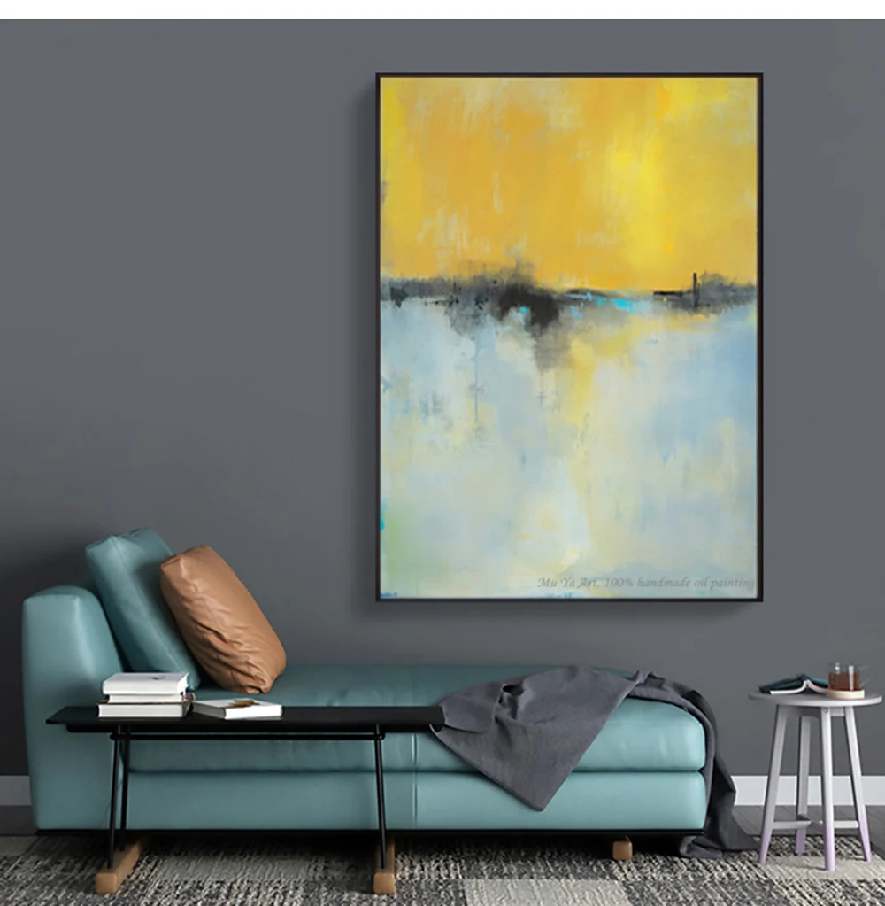 

Modern abstract painting yellow blue canvas painting cuadros decoracion salon decorative picture oil painting for living room