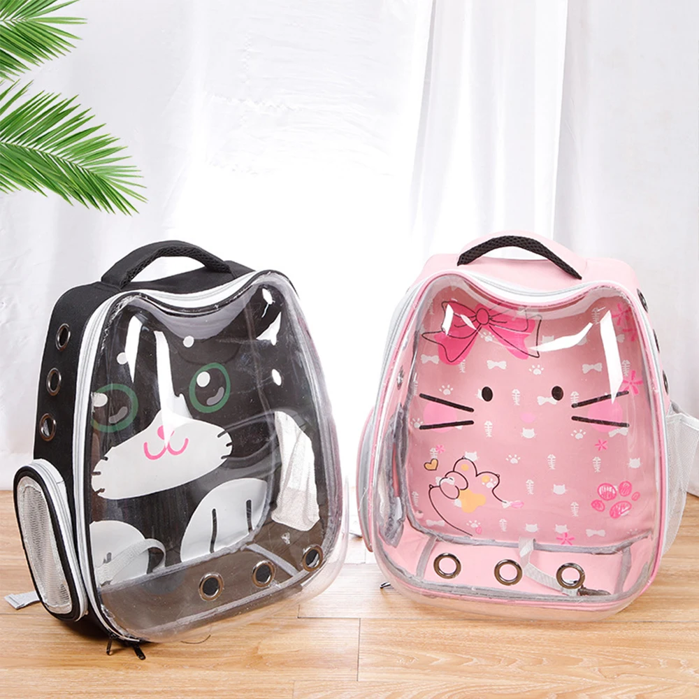 

Cat Carrying Backpack Pet Shoulders Bag Small Dogs Portable Breathable Travel Transparent Space Capsule Backpack Cat Supplies