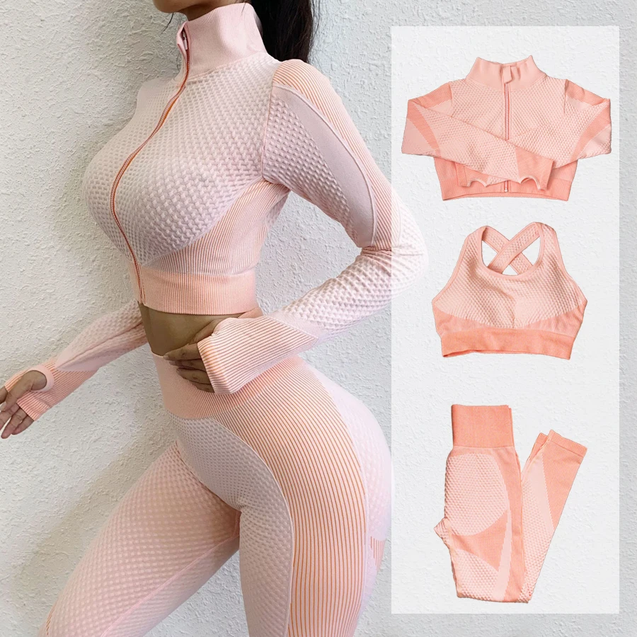 Youpin Yoga Set Seamless Women Sportswear Yoga Suit Fitness Yoga Clothing Long Sleeve Female Gym Suits Workout Running Clothes