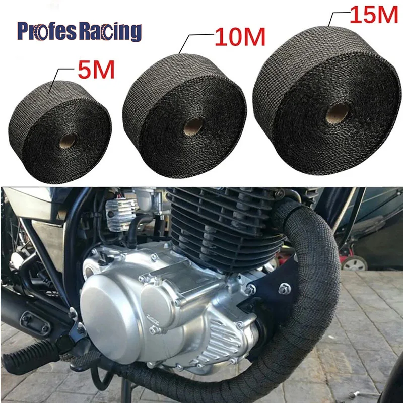 

5cm*5M/10M/15M 20M Motorcycle Exhaust Thermal Tape Header Heat Wrap Manifold Insulation Roll Resistant with Stainless Ties