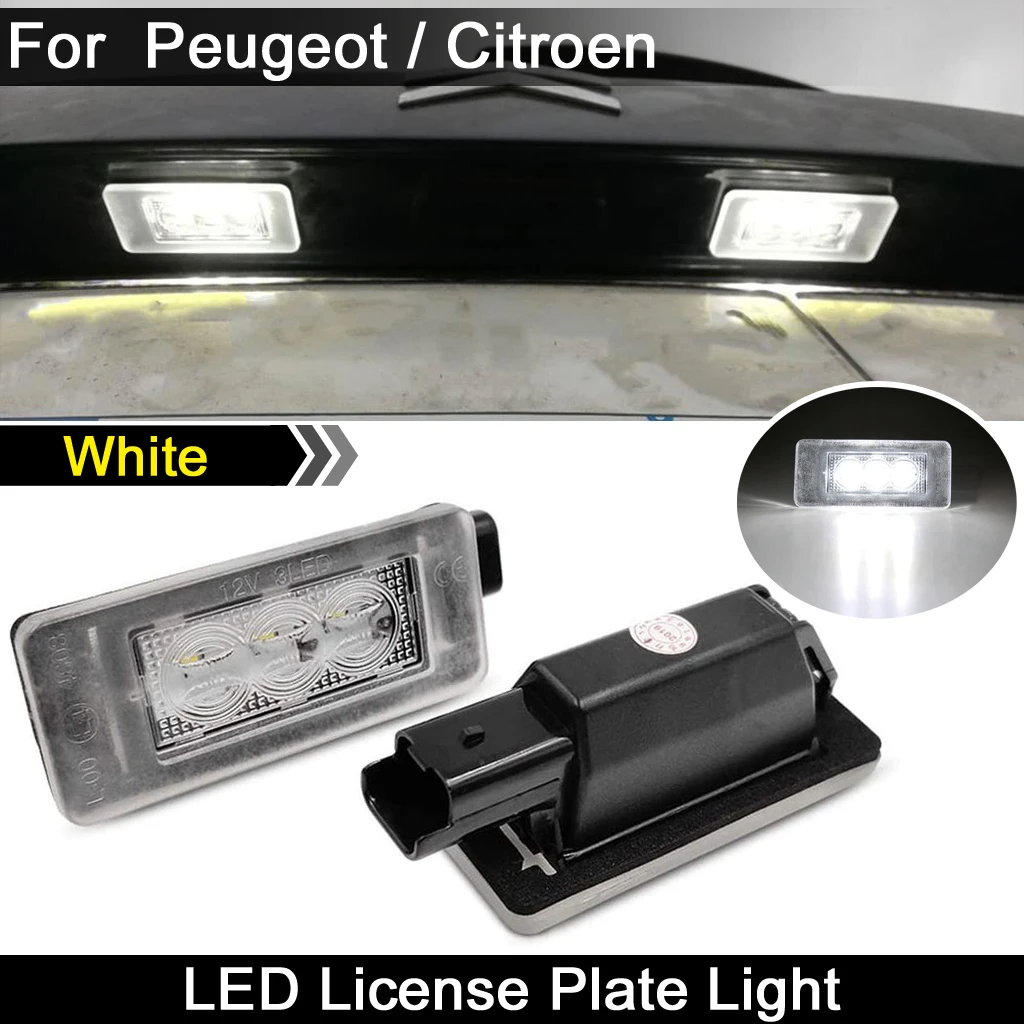 2Pcs For Citroen C3 III C4 Hatchback MK2 C4 Cactus C4 Picasso II High Brightness White LED License Plate Light Number Plate Lamp