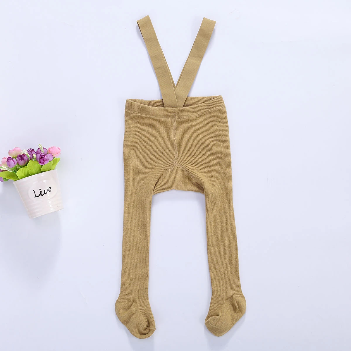 Pantimedias lisas con tirantes para niñas recién nacidas, medias elásticas de cintura alta, Leggings suaves y cálidos, otoño e invierno, 0-3 años