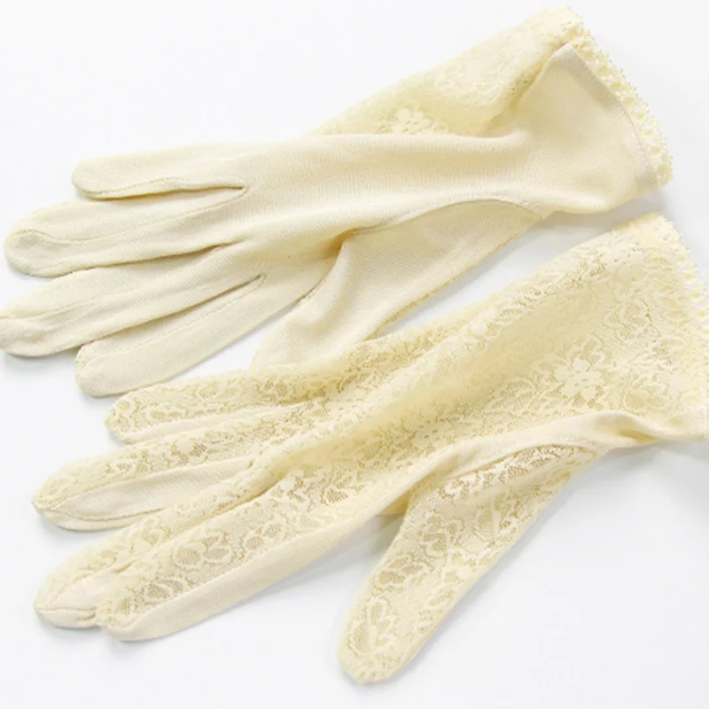 SuyaDream Women Mittens 100%Natural Silk and Lace Adult Gloves 2021 Ladies Fashion Glove