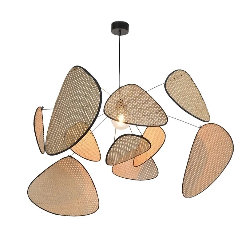 Leaf Grid Rural Hand Made Rattan Pendant lights Southeast Asia Simplicity Living Room Lighting Dining Room Bedroom home Decor