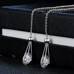 Classic Ear Line Chain Earrings For Women Shiny Zircon Drop Earring For Female Wedding Engagement Bride Accessories Jewelry E683