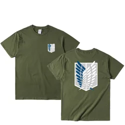 Camiseta de Anime japonés para hombres y mujeres, ropa de la Legión de exploración, camiseta de Shingeki No Kyojin, camiseta de ataque a los Titanes, camiseta gigante de manga corta