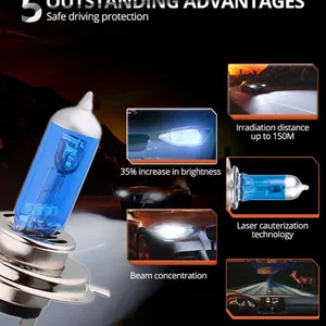 Halogen -Super weiß gelber Bulbe, H4, H7, 12 V, 100W, 3000k, 4300k, 6000k Quarzglas, Leuchtturmlampe, Motorradlampenlampe 10 Hauptverkäufe gelbe Lampen H4 - №5