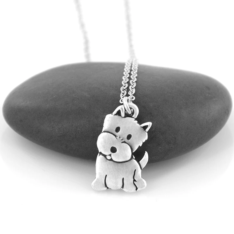 Fashion Westie & West Highland Dog Puppy Pendant Necklace For Women Men Stainless Steel Chain Dog Mom Lover Necklace Jewelry