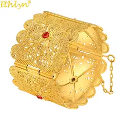 Ethlyn Ethiopian Luxurious Big Gold Color Bangles for Wedding Girl Lady Arab Dubai Wedding Party Mom Gifts   MY33