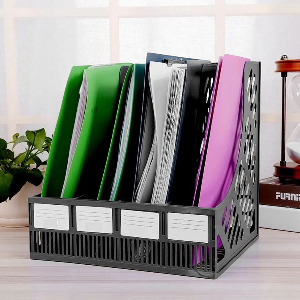 File Pemegang Dokumen Tray 4-Grid Desktop Penyimpanan File Organizer Mesh File Rak Desktop File Rak Buku Pemegang Kantor perlengkapan