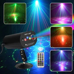 Mini LED RGB Disco Light With Remote 16 in 1 Patterns Laser Stage Projector Activated Auto Flashing for Birthday Party Show