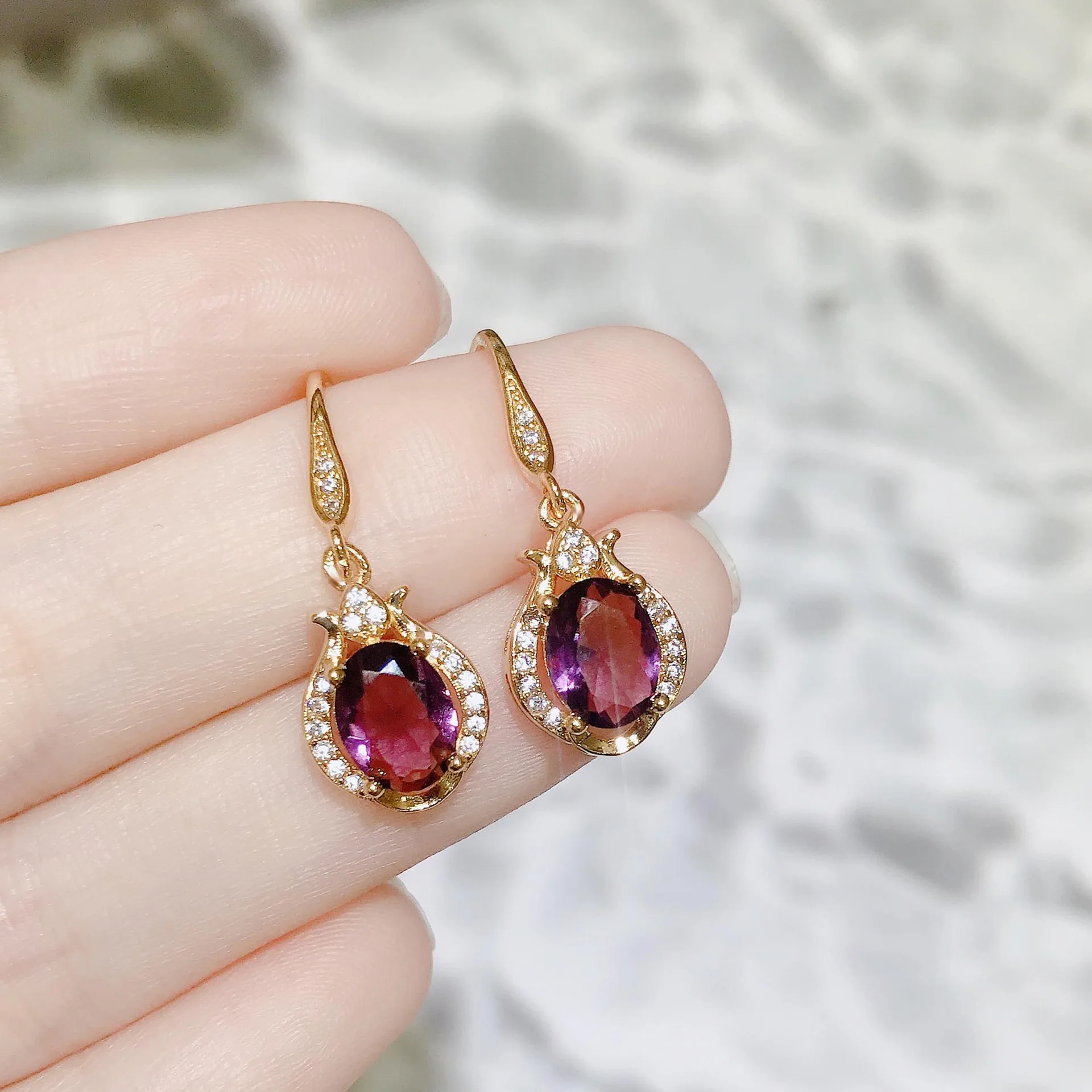 Solid 925 Silver Sterling Blue Sapphire Jewelry Earring for Women CN(Origin) 14K Yellow Gold Aros Mujer Oreja Gemstone Orecchini