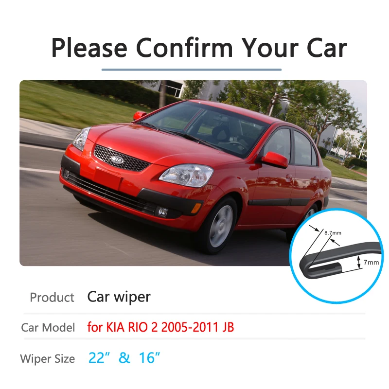 Car Wiper for KIA RIO 2 2005 2006 2007 2008 2009 2010 2011 JB Front Windscreen Windshield Wipers Blade Car Accessories Stickers