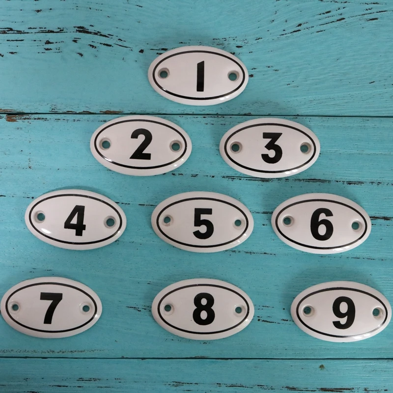 1x Ceramic Number Plate Sign Cabinet Multi-function Distinction Mark Arabic Numerals Handle