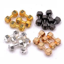 10Pcs 13*20*2MM 4 Color Dumbbell Weightlifting Small Hole Bead Sports Letter Charms For DIY Bracelets Jewelry Handmade Making