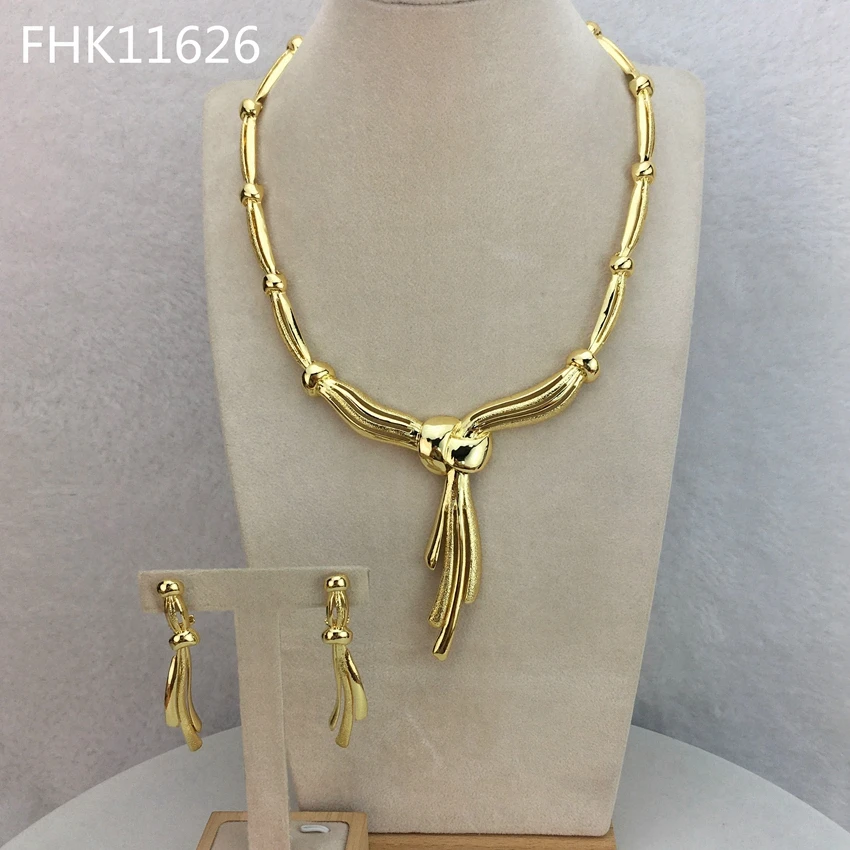 

Yuminglai Dubai Gold Plated Jewelry Sets Necklace with Earrings for Women FHK11626