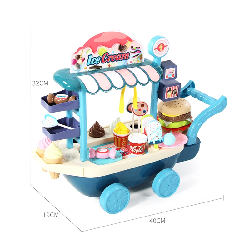 Candy Ice Cream Cart Kids Toys Pretend Play Shopping Games for Grls Simulation Kitchen Food Store Occupations