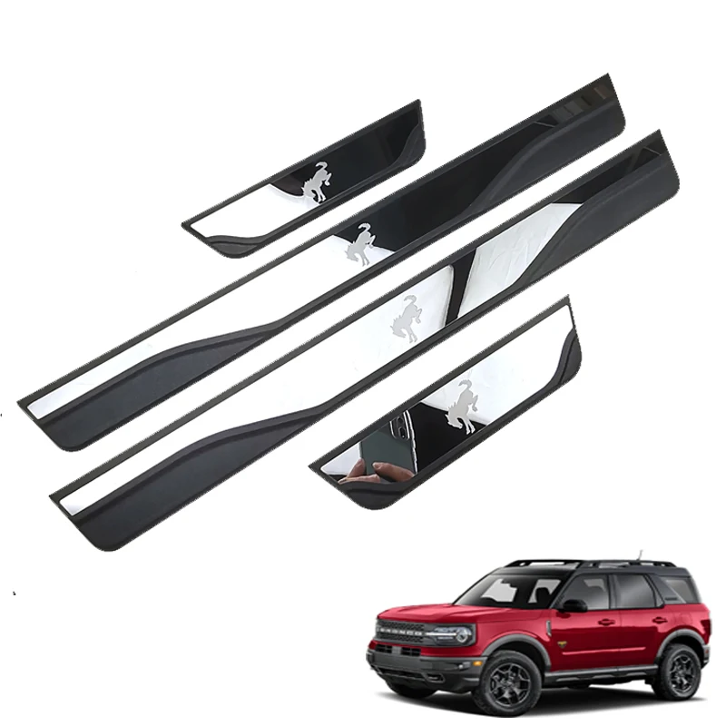 Car Stainless Steel Door Sill Scuff Plate Stickers for Ford Bronco Sport 2021-2024