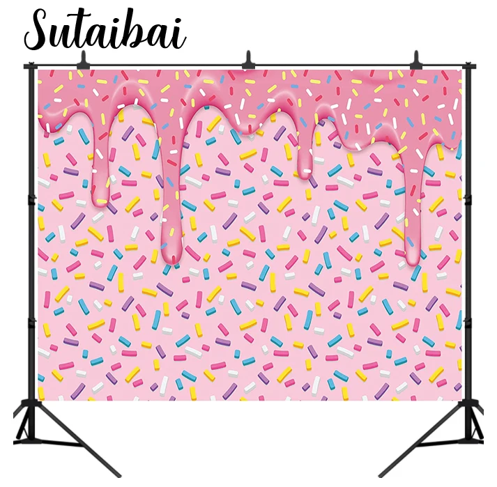 

Donut Grow Up Backdrop for Birthday Party Pink Girl Baby Shower Photography Background Colorful Sprinkle Confetti Decorations