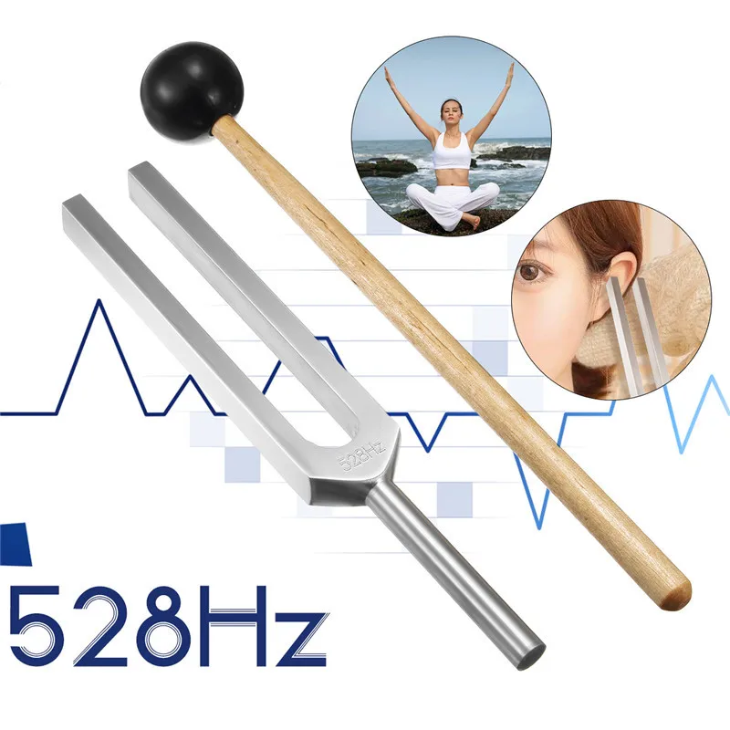 528HZ Aluminum Alloy Tuning Fork Chakra Hammer With Mallet Sound Healing Therapy For Ear Care Medical Neurological Instrument