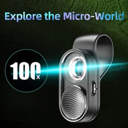 APEXEL100X digital microscope lens mobile phone LED Light micro mini pocket lenses for iPhonex xs max Samsung all smartphones