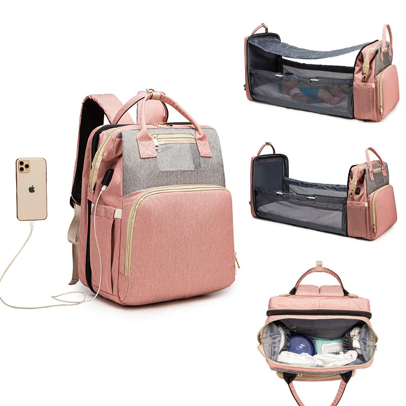 

Large 3 In 1 Mom Bag For Baby Diaper Bag Maternity Bag Mommy Bag 25-30l Can Sleep Outdoor Trave Backbag Torba Dla Mamy Kid Bed
