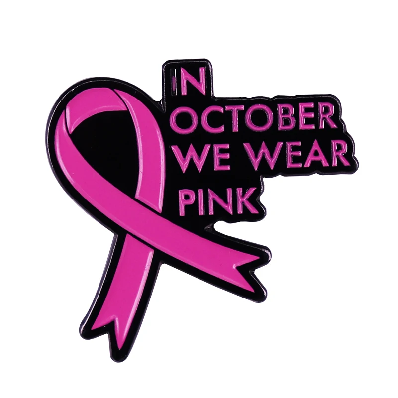 In October we wear pink Ribbon Brooch Woman Survivor Badge Breast Cancer Awareness Month jewelry girl Healthcare Accessories