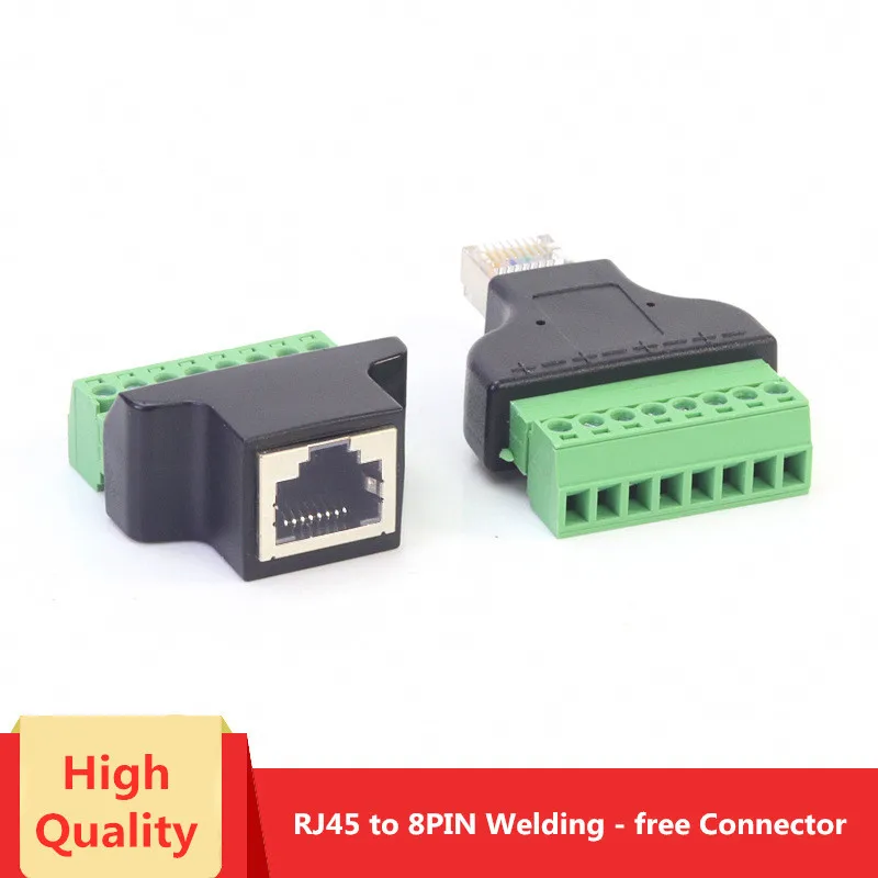 RJ45 to 8Pin Modular No Welding Plug Rj-45 Network Cable Connector Adapter for Cat5 Cat5e Cat6 Rj 45 Ethernet Cable Plugs Heads