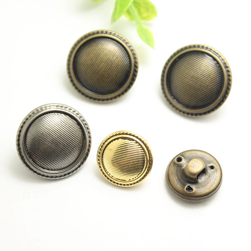 10PCS Striped Leather Buttons Spot Men\'s and Women\'s Windbreaker Metal Buttons Coat Button Ancient Silver Bronze Gold 15-25mm